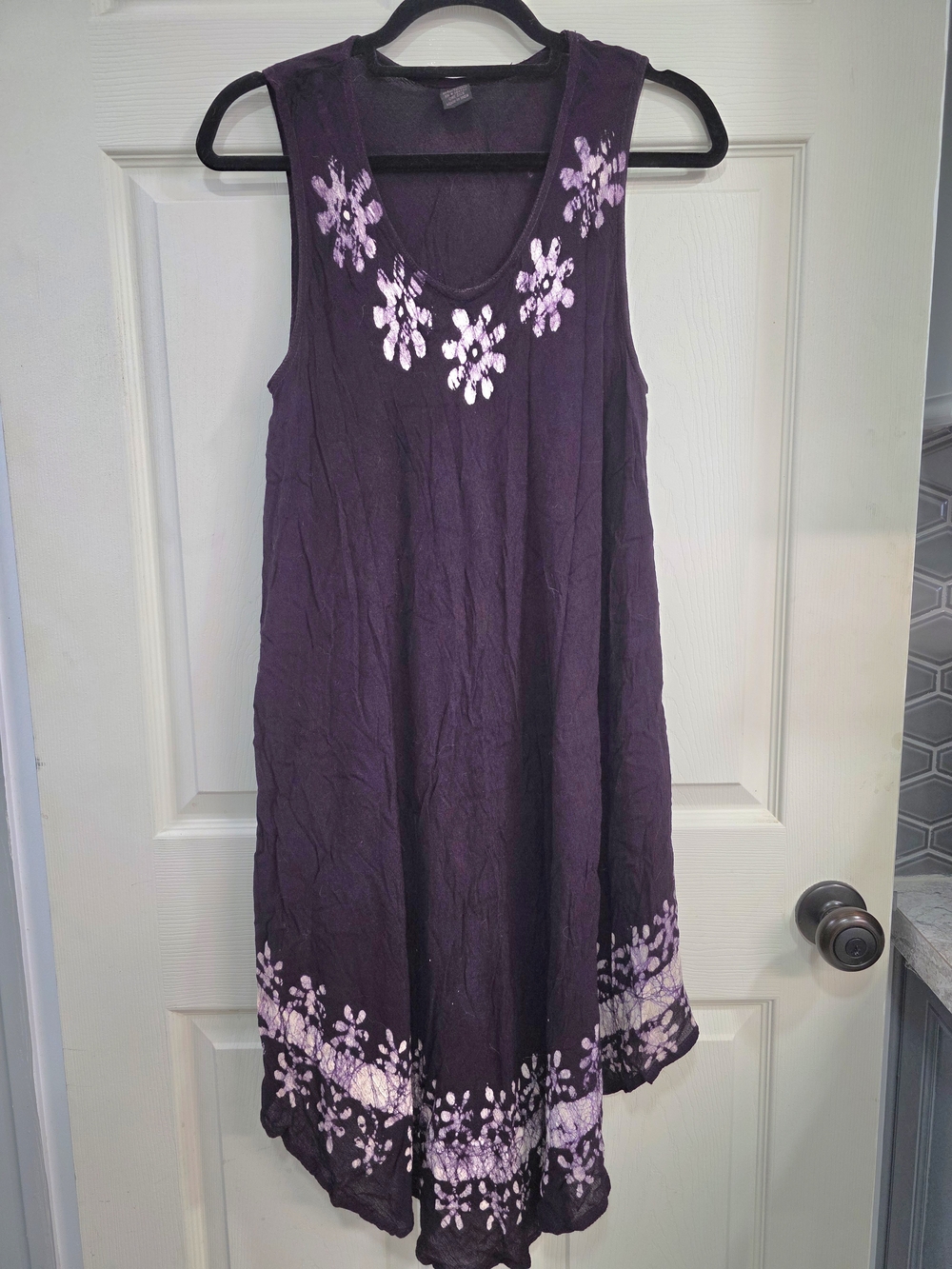 Womens Sleeveless Purple Tye Dye Sundress Beach Coverup One Size